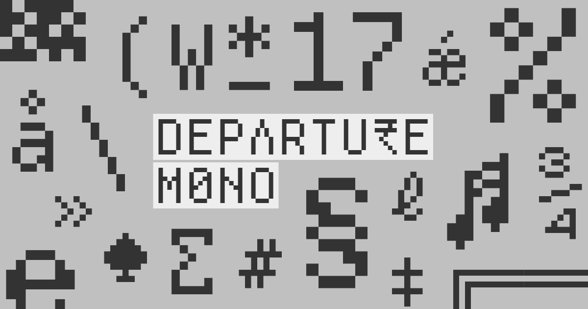 Departure Mono bitmap font specimen